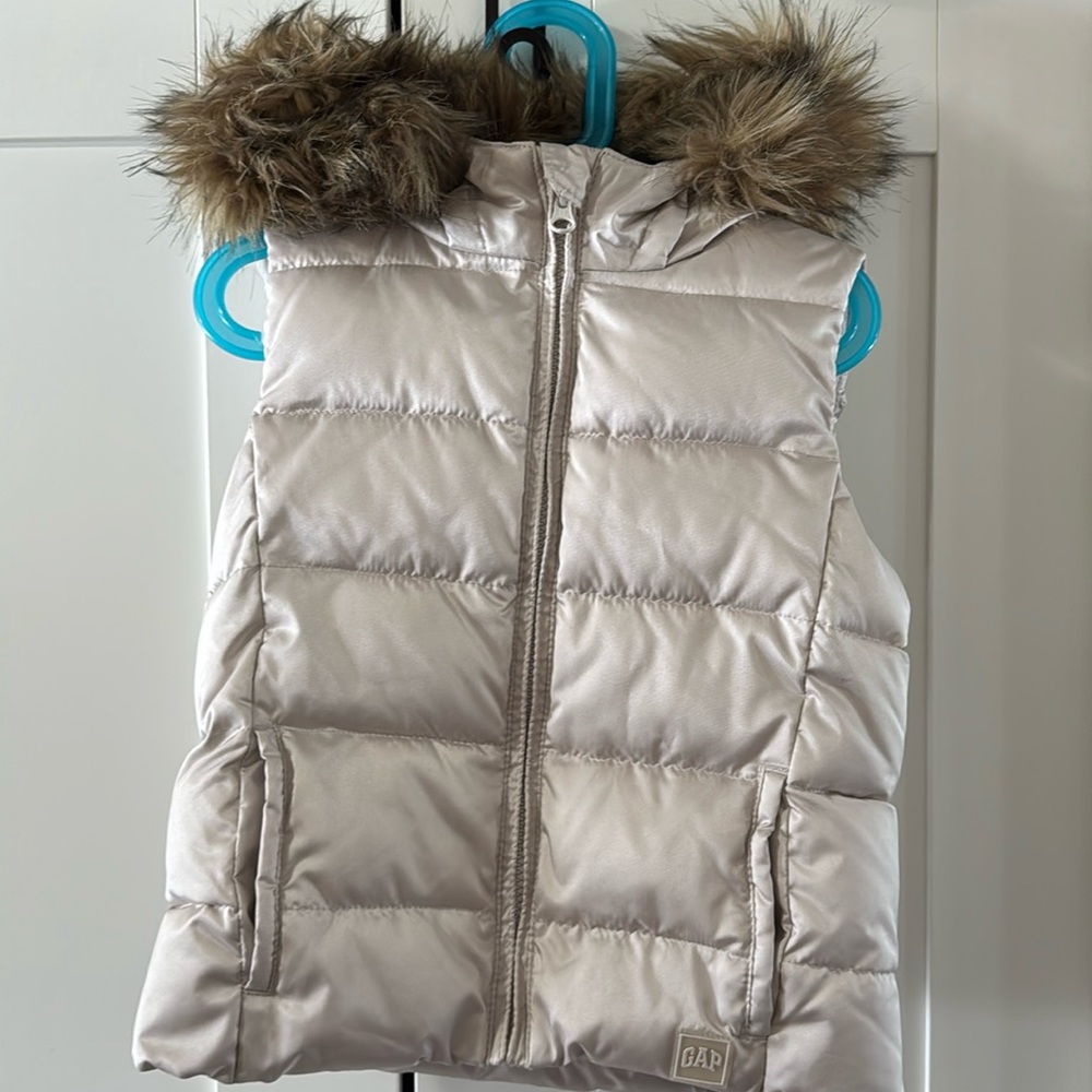 Gap Kids puffer vest with fur hood